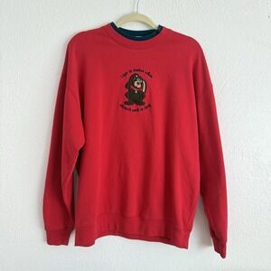 Vintage 90s Sweatshirt Size XL M&C Sportswear Dog Themed Red Dog Parent Gift